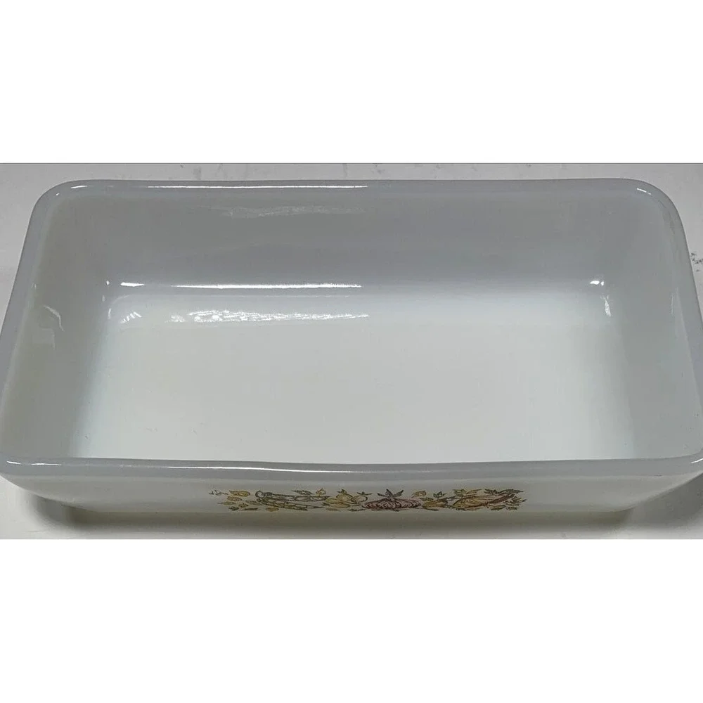 Anchor Hocking Fire-King Milk Glass Vegetable Pattern Loaf Pans Set of 3 USA